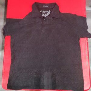 Point Zero 1/4 button up black grey short sleeve T-shirt men's size XXL